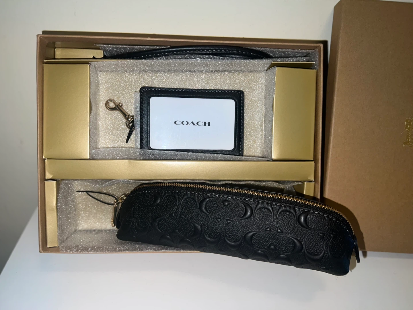 Coach Black Signature Cosmetic Case and ID Holder Set - photo 3