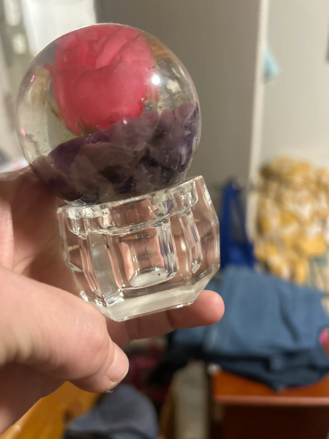 Decorative epoxy resin Sphere with Rose, ONE OF A KIND - photo 2