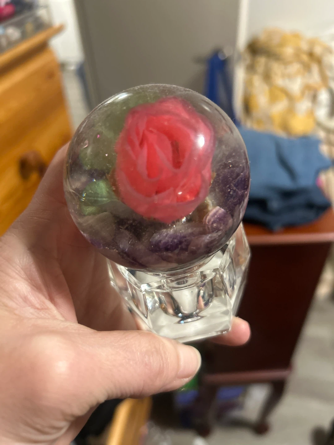 Decorative epoxy resin Sphere with Rose, ONE OF A KIND - photo 3