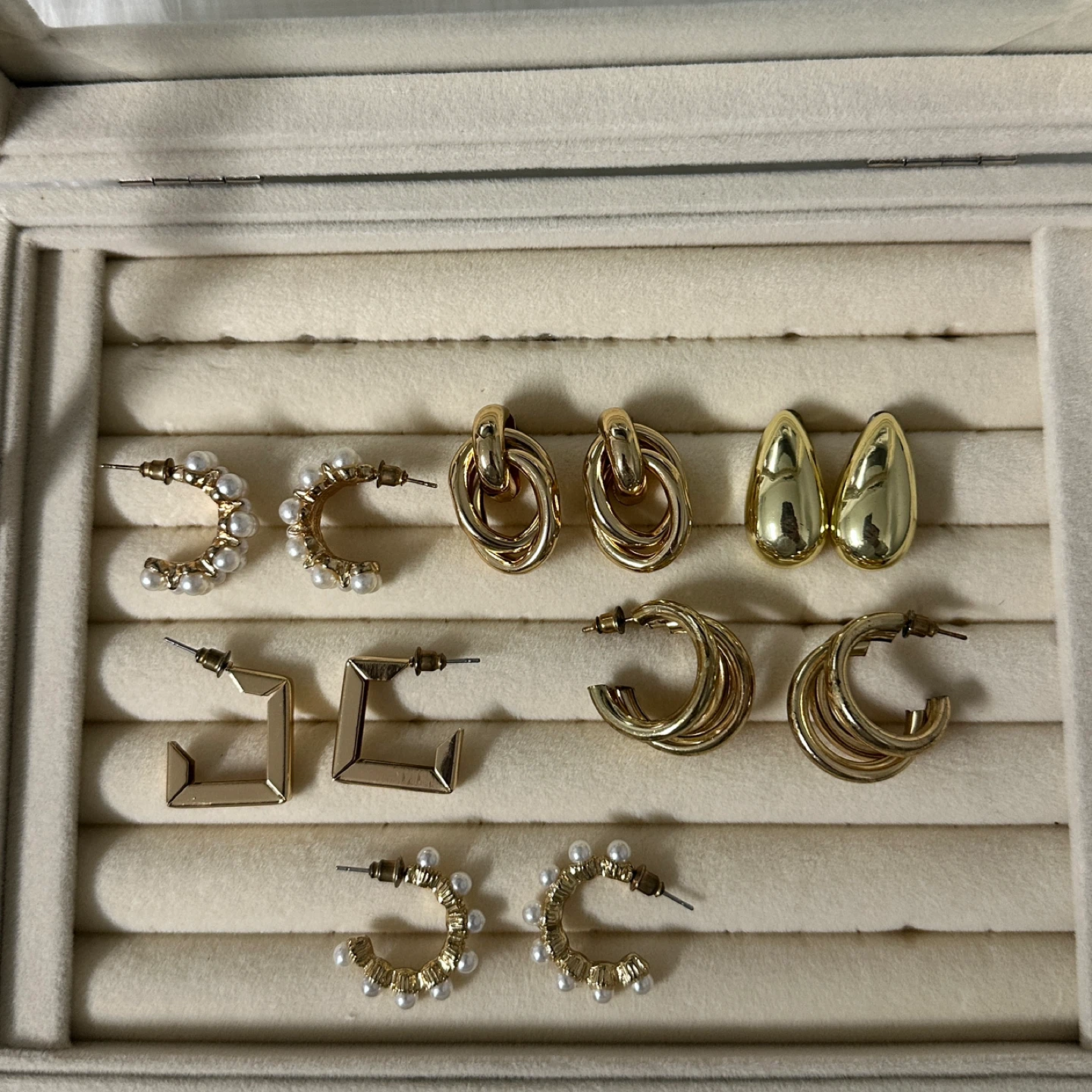 Gold Tone Assorted Earrings Set