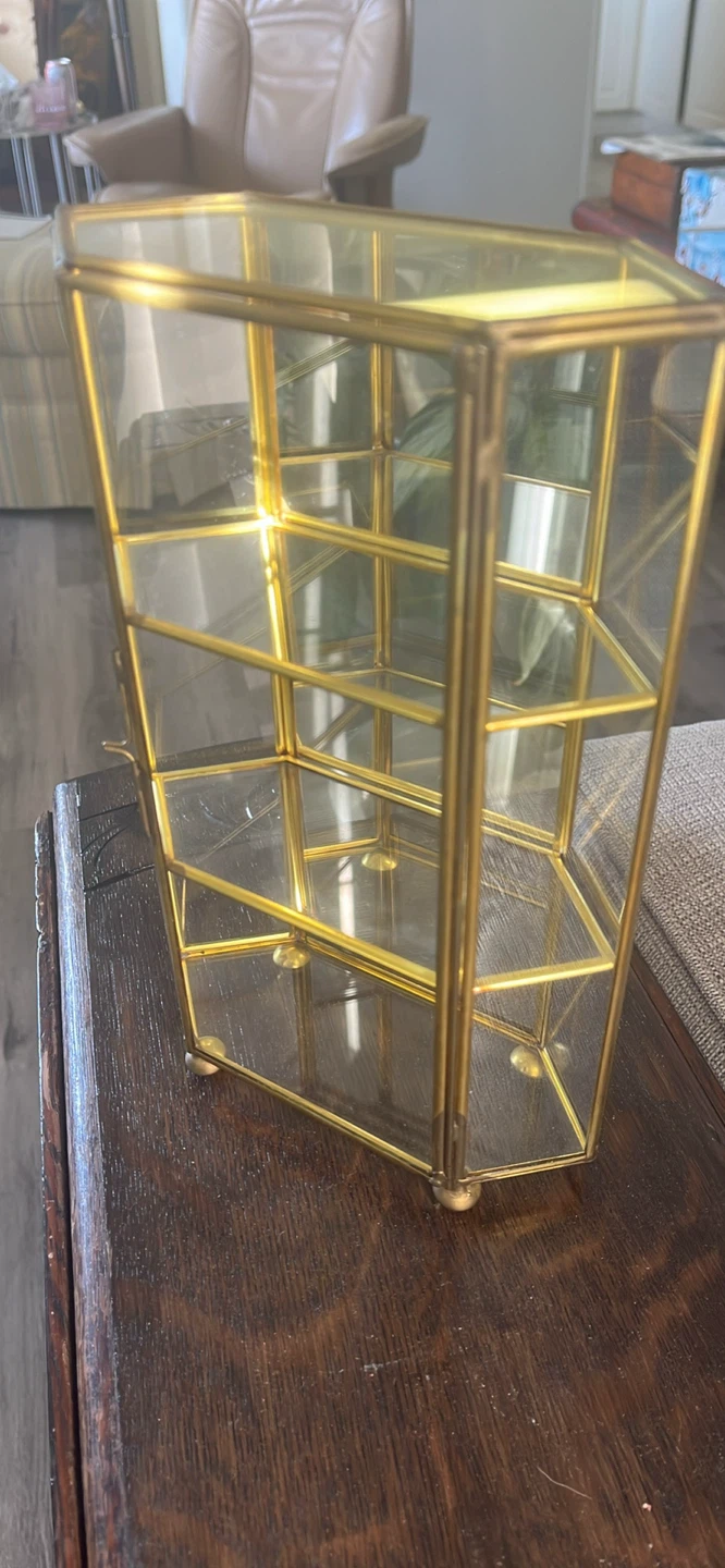 Glass and Gold Tone Display Cabinet - photo 2