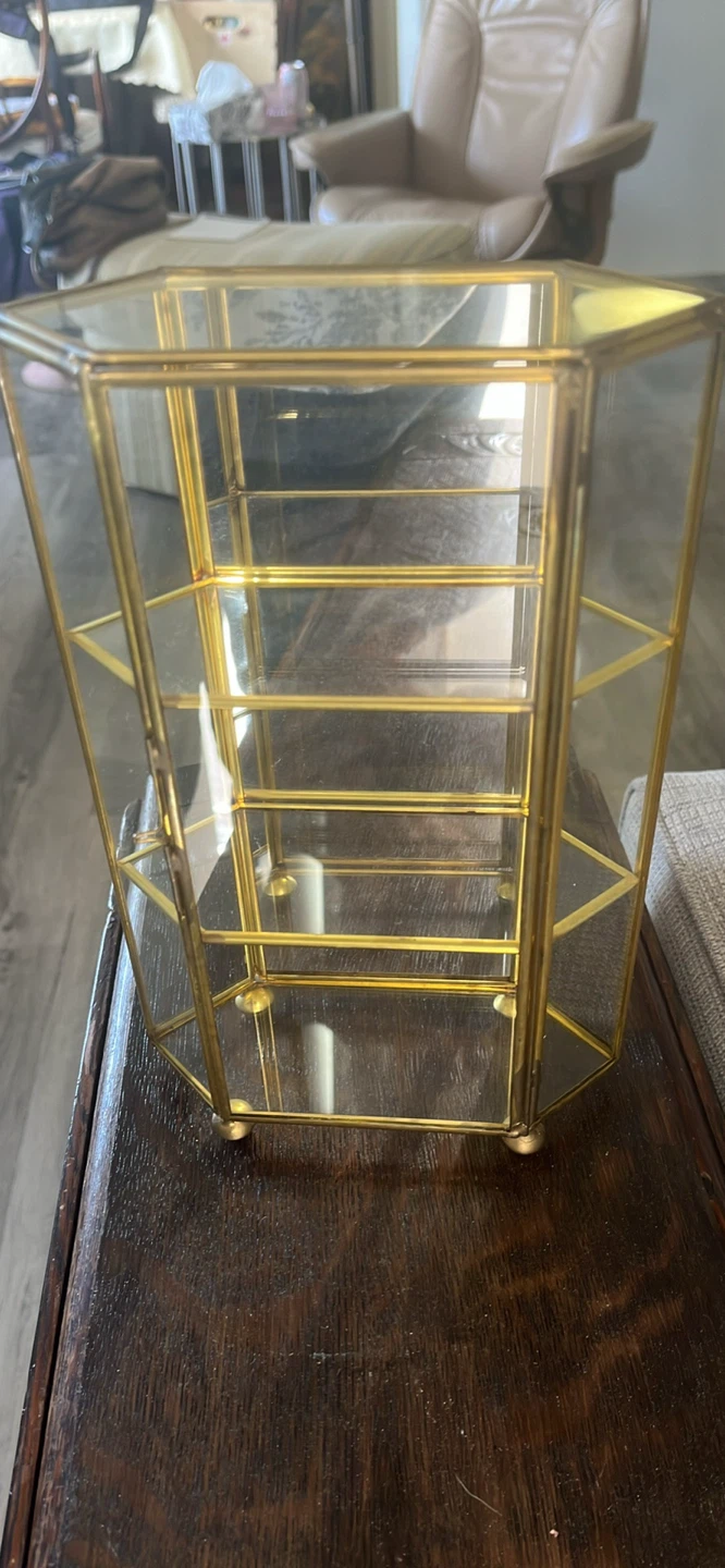 Glass and Gold Tone Display Cabinet