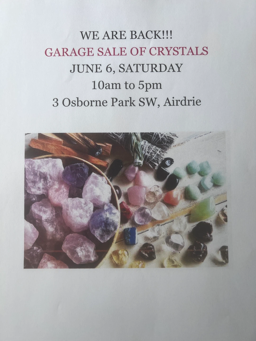 GARAGE SALE OF CRYSTALS