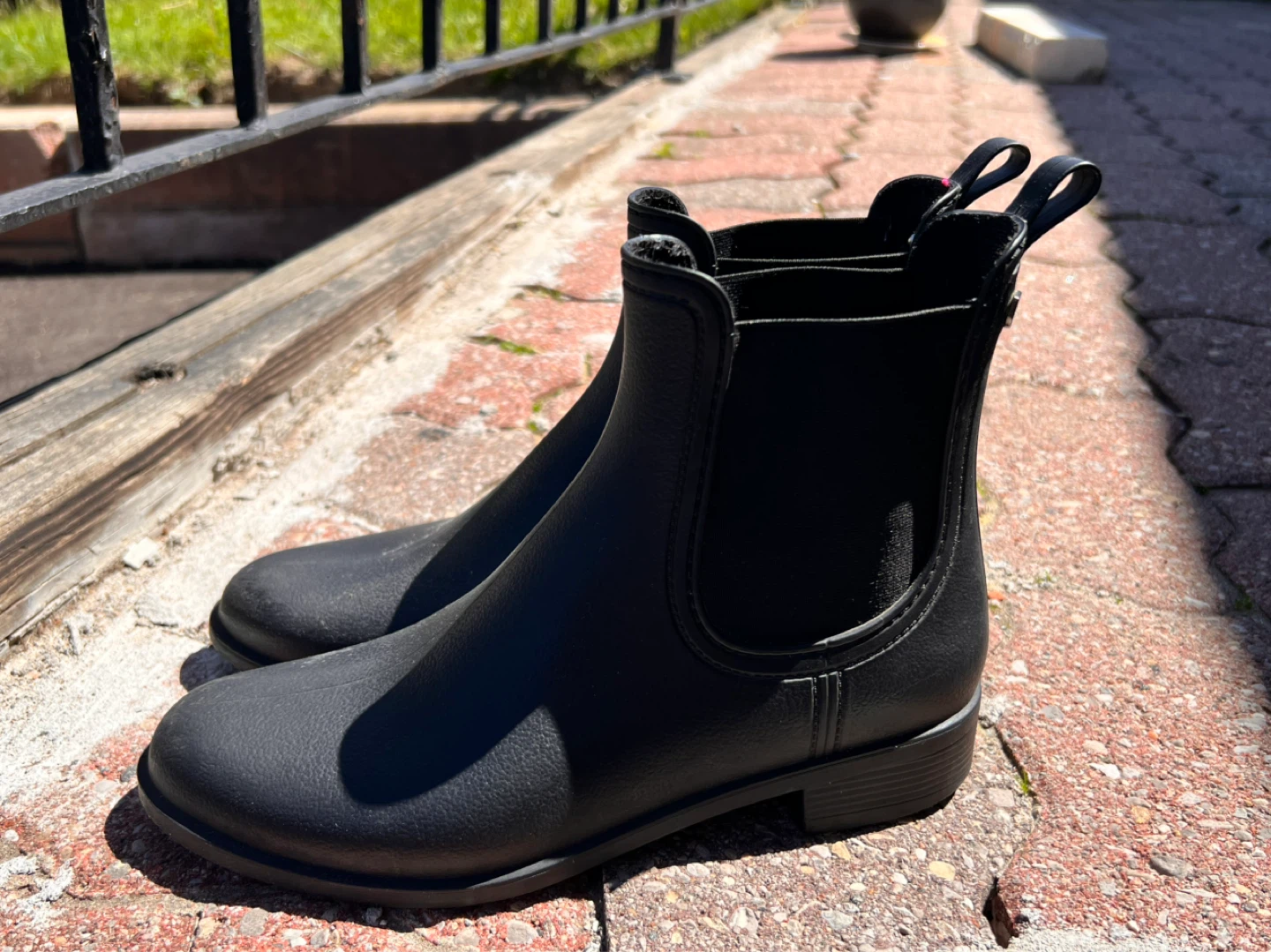 Black Ankle Rain Boots 8.5
