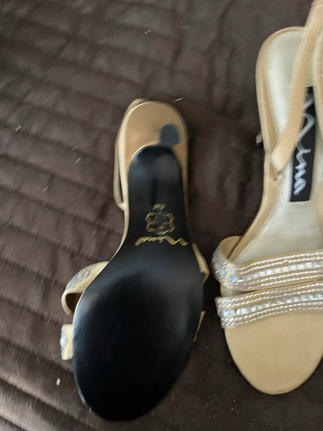 New Nina Women's Gold Sparkle Heeled Sandals - photo 2