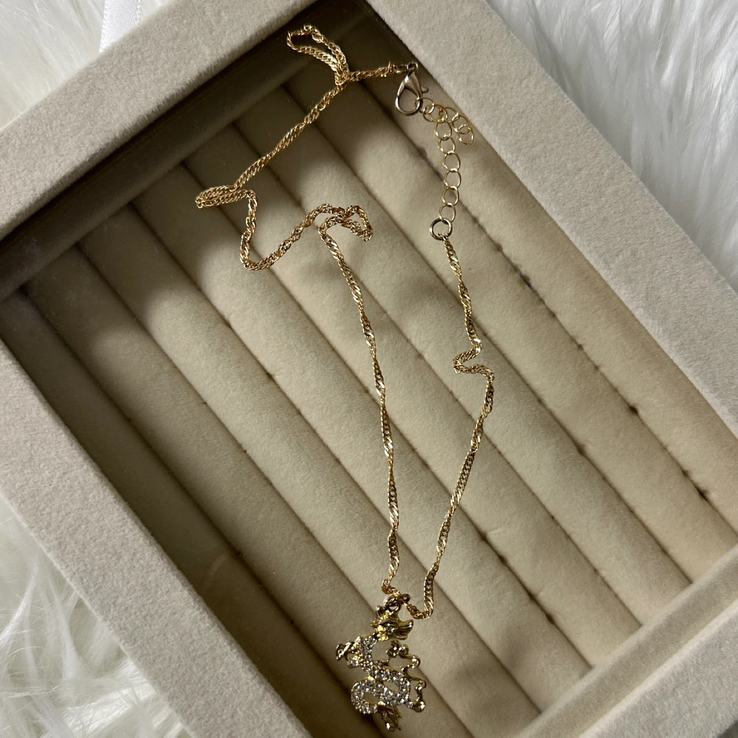 Gold-tone Dragon Pendant Necklace
