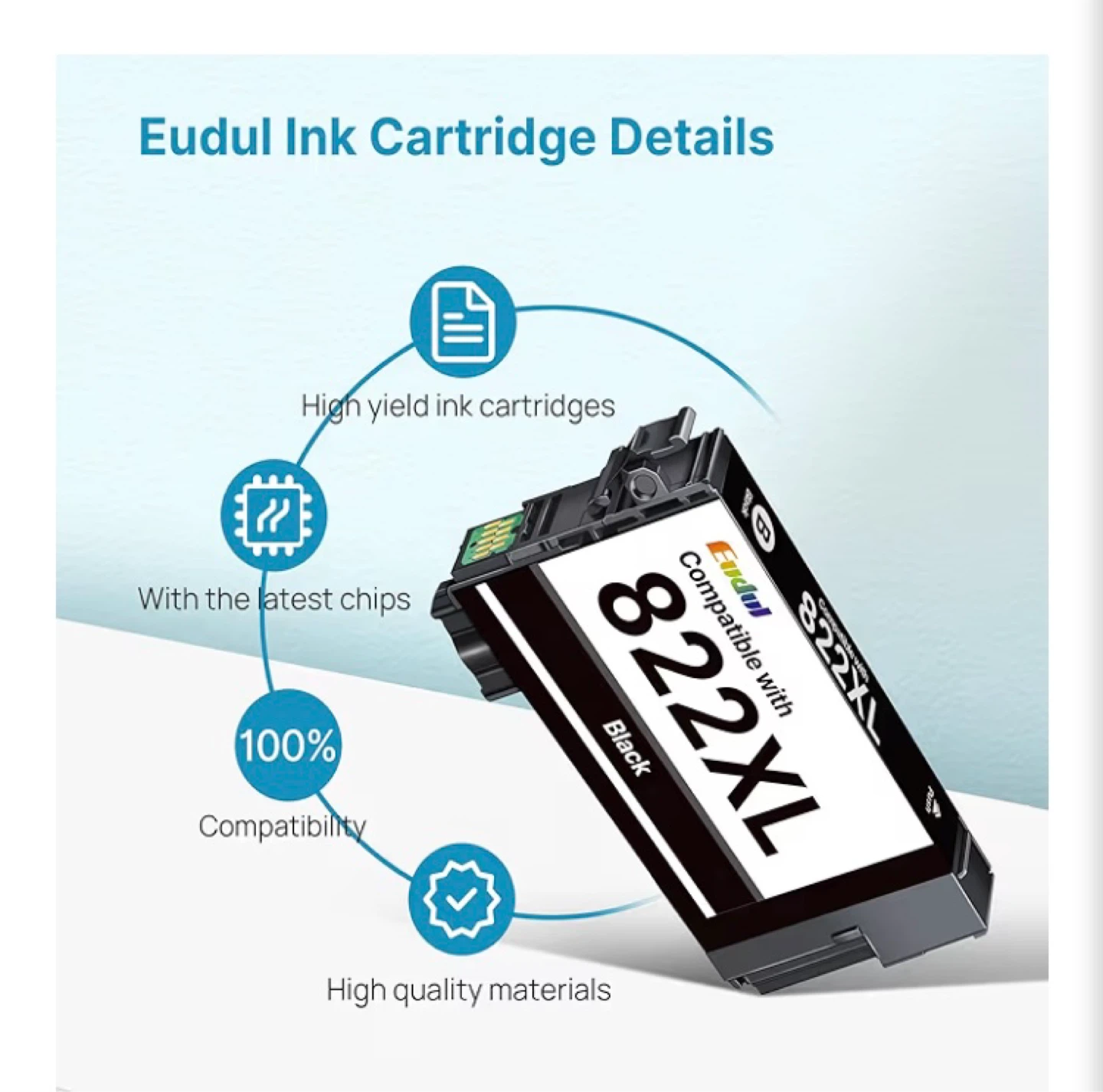 Eudul 822XL Ink Cartridge (5 Pack) - photo 4