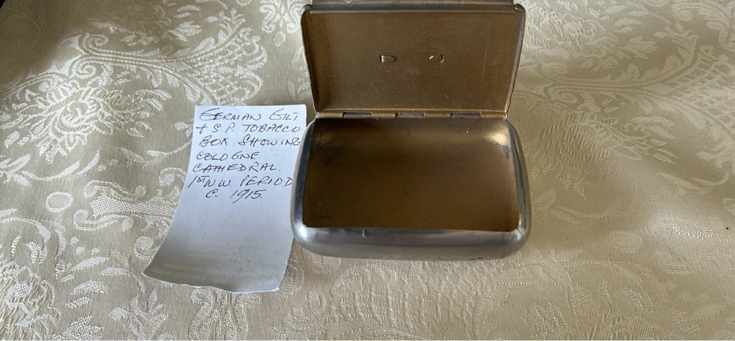 Antique German Silver Tobacco Box with Cologne Cathedral Detail - photo 2