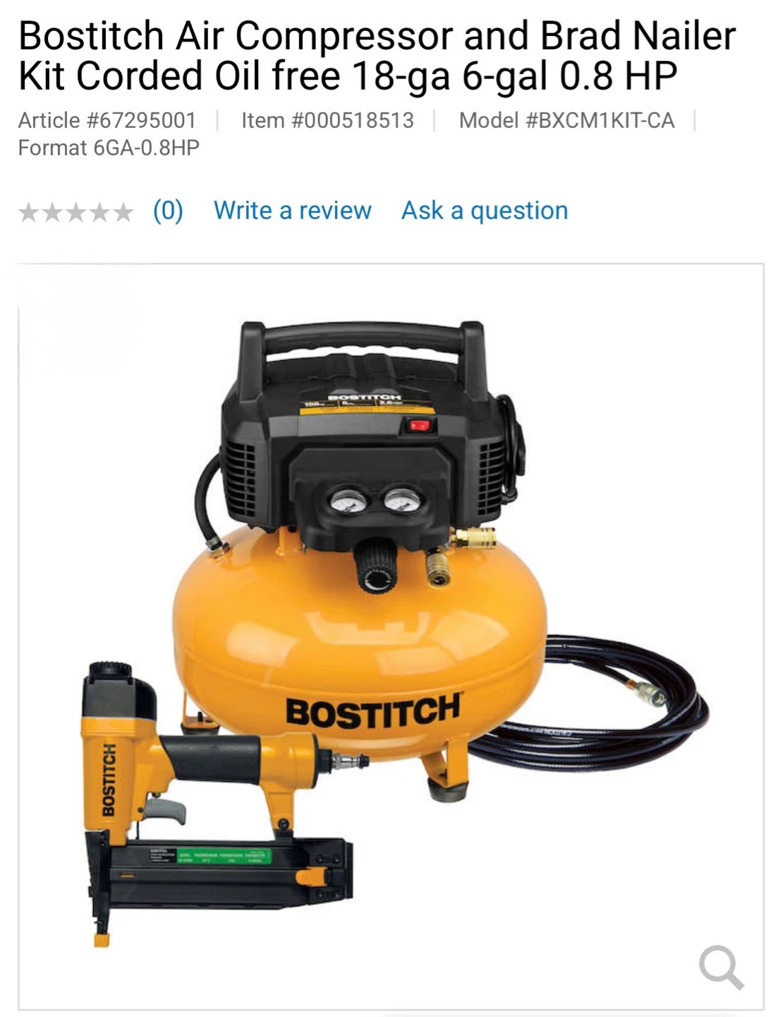 Bostitch Air Compressor and Brad Nailer Kit 6-Gal 0.8 HP - photo 3