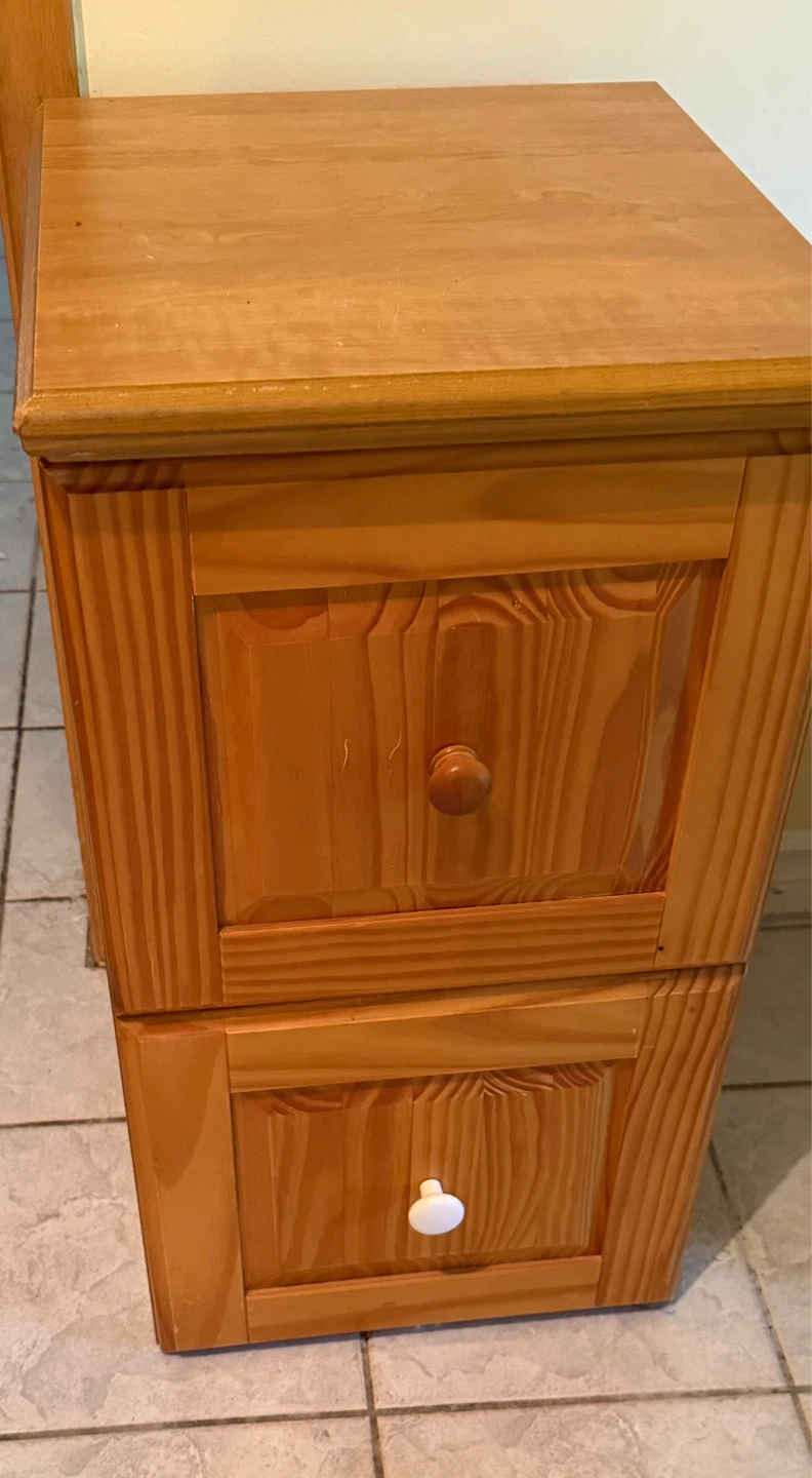 Solid Wood 2-Drawer Nightstand