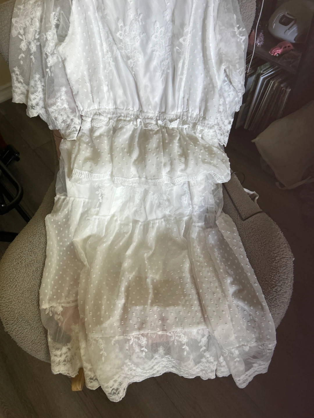 White Lace Tiered Maxi Dress - photo 3