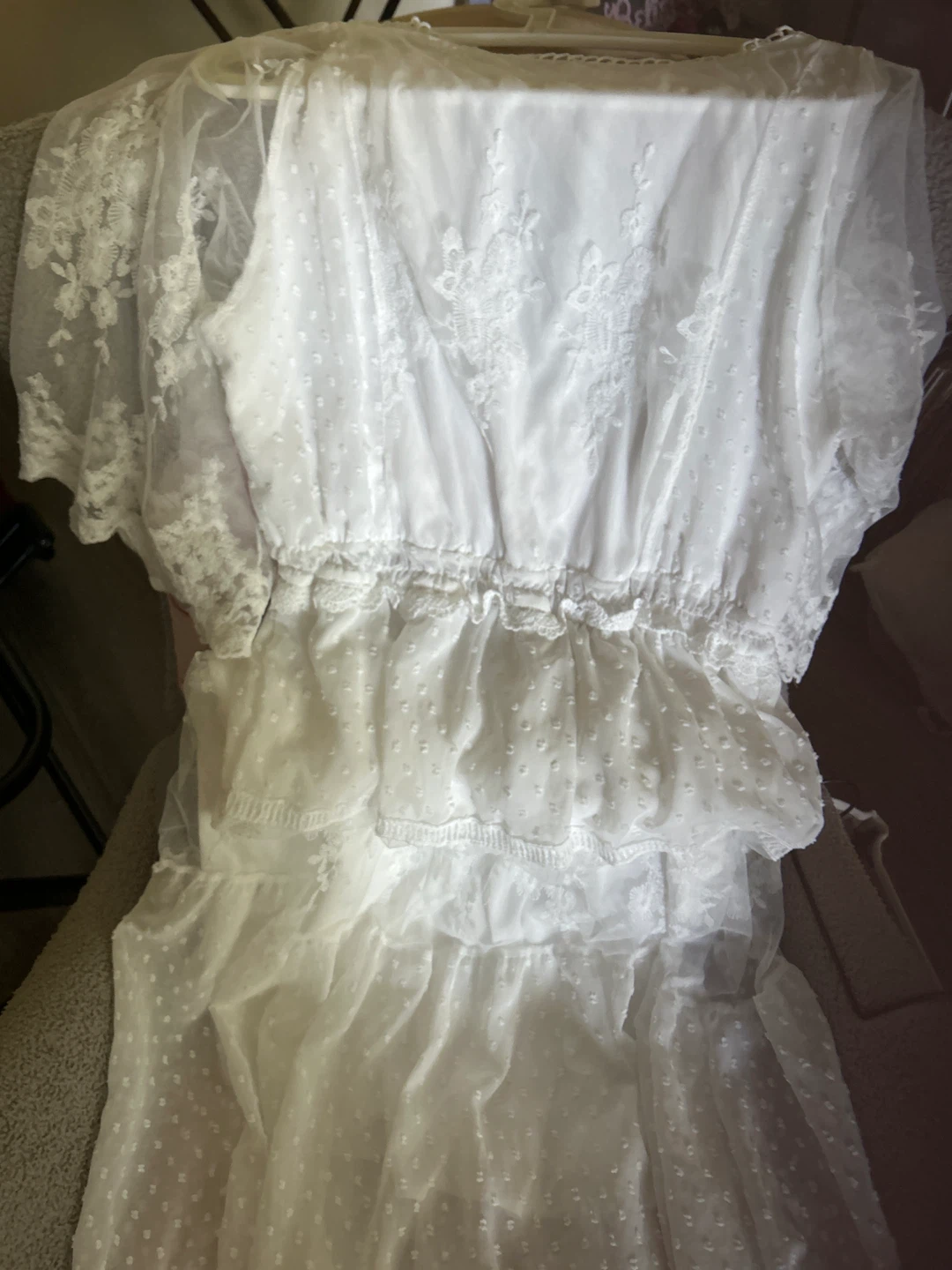 White Lace Tiered Maxi Dress - photo 2