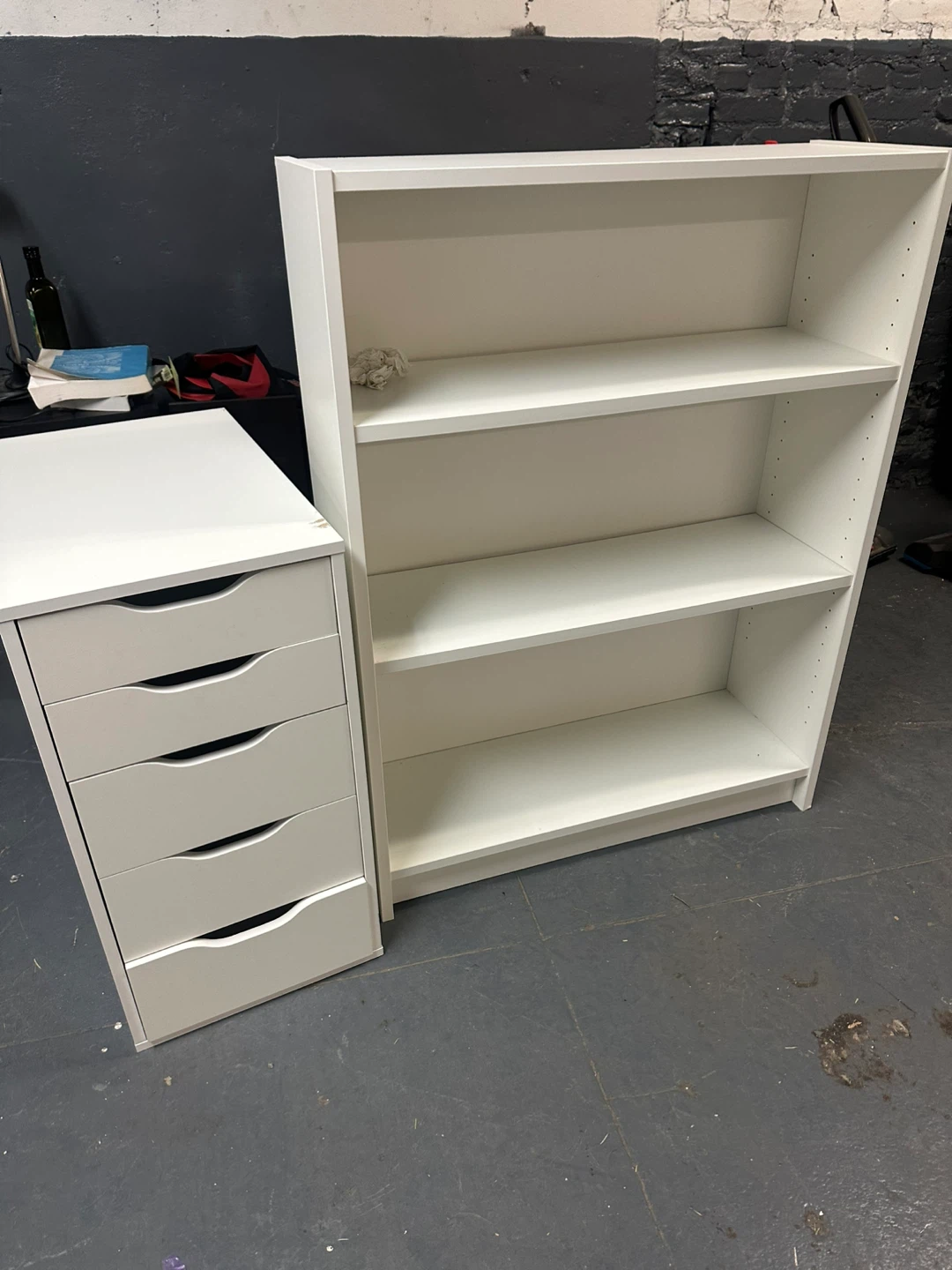 White 5-Drawer Alex Unit and Bookshelf