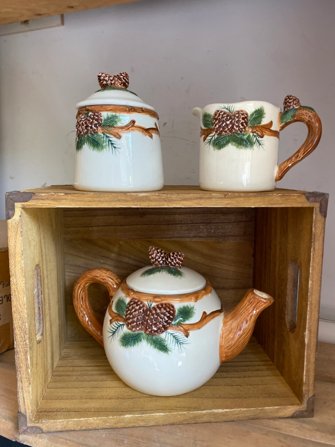 Ceramic Teapot with Pinecone Design