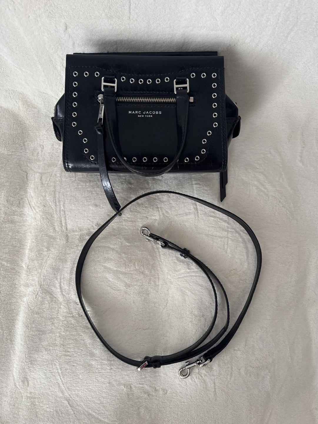 Marc Jacobs Black Studded Leather Satchel Bag
