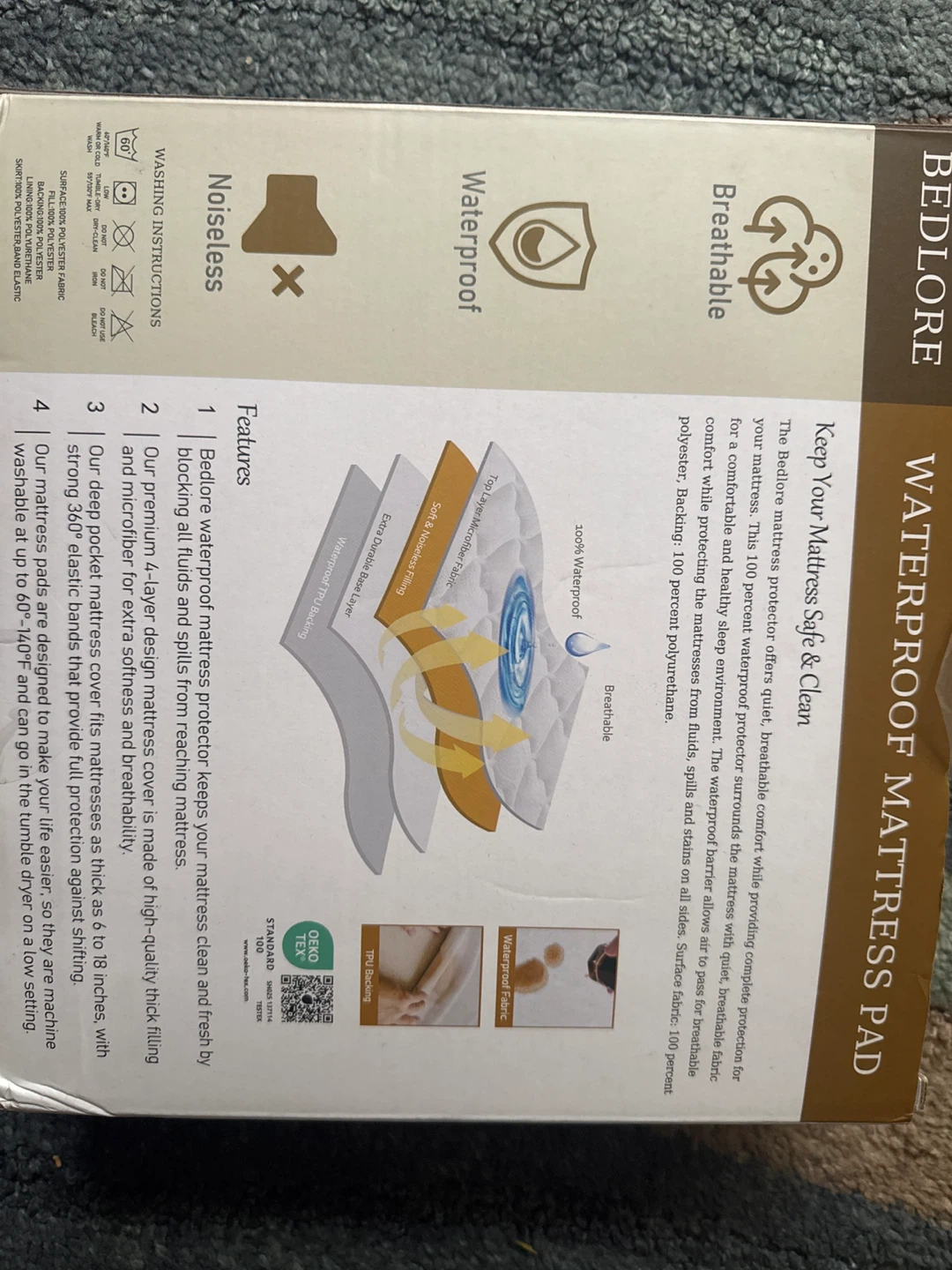 Bedlore Waterproof Mattress Pad Queen - photo 2