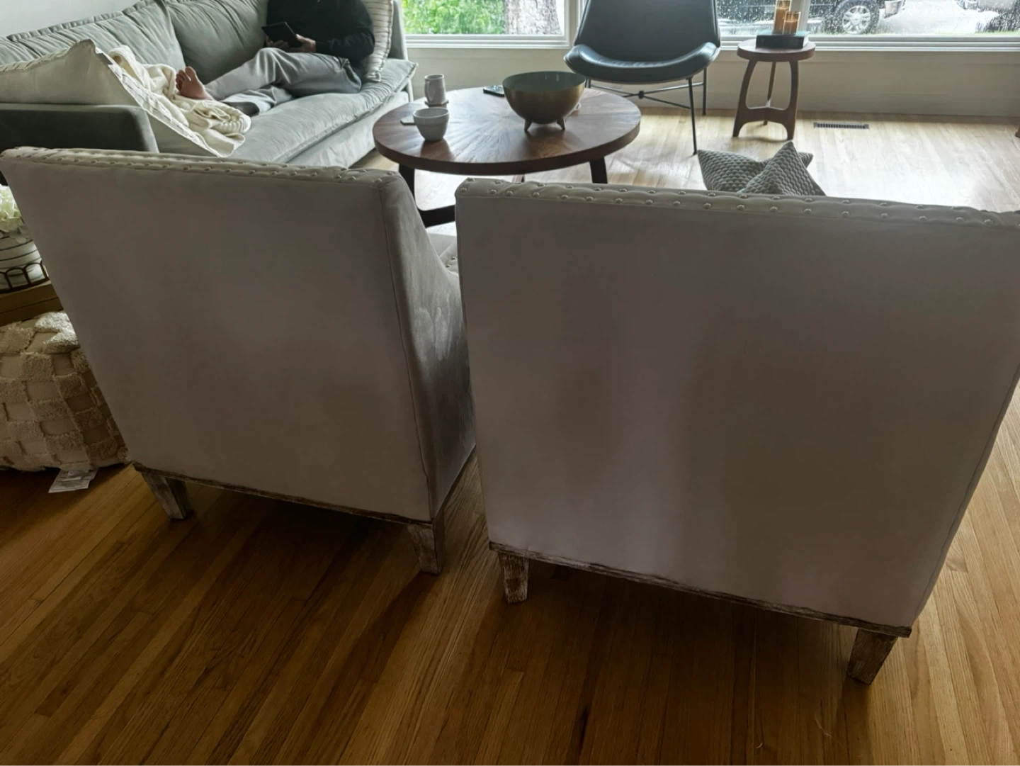 Set of 2 Upholstered Accent Chairs with Stud Details - photo 3