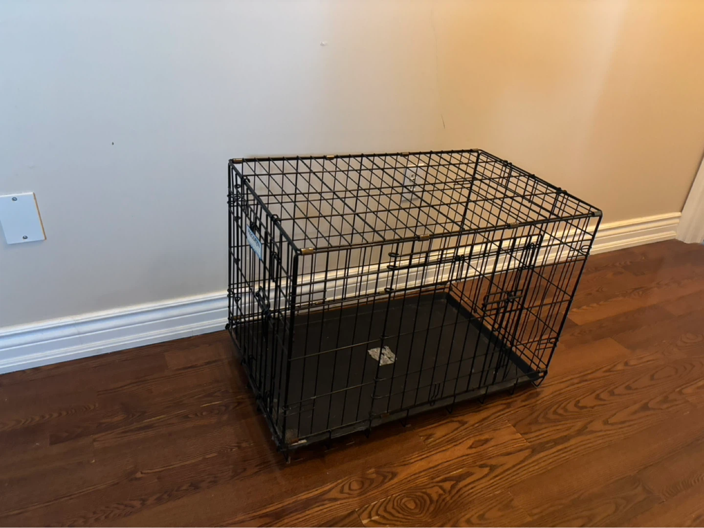 Black Metal Dog Crate with Tray - photo 2