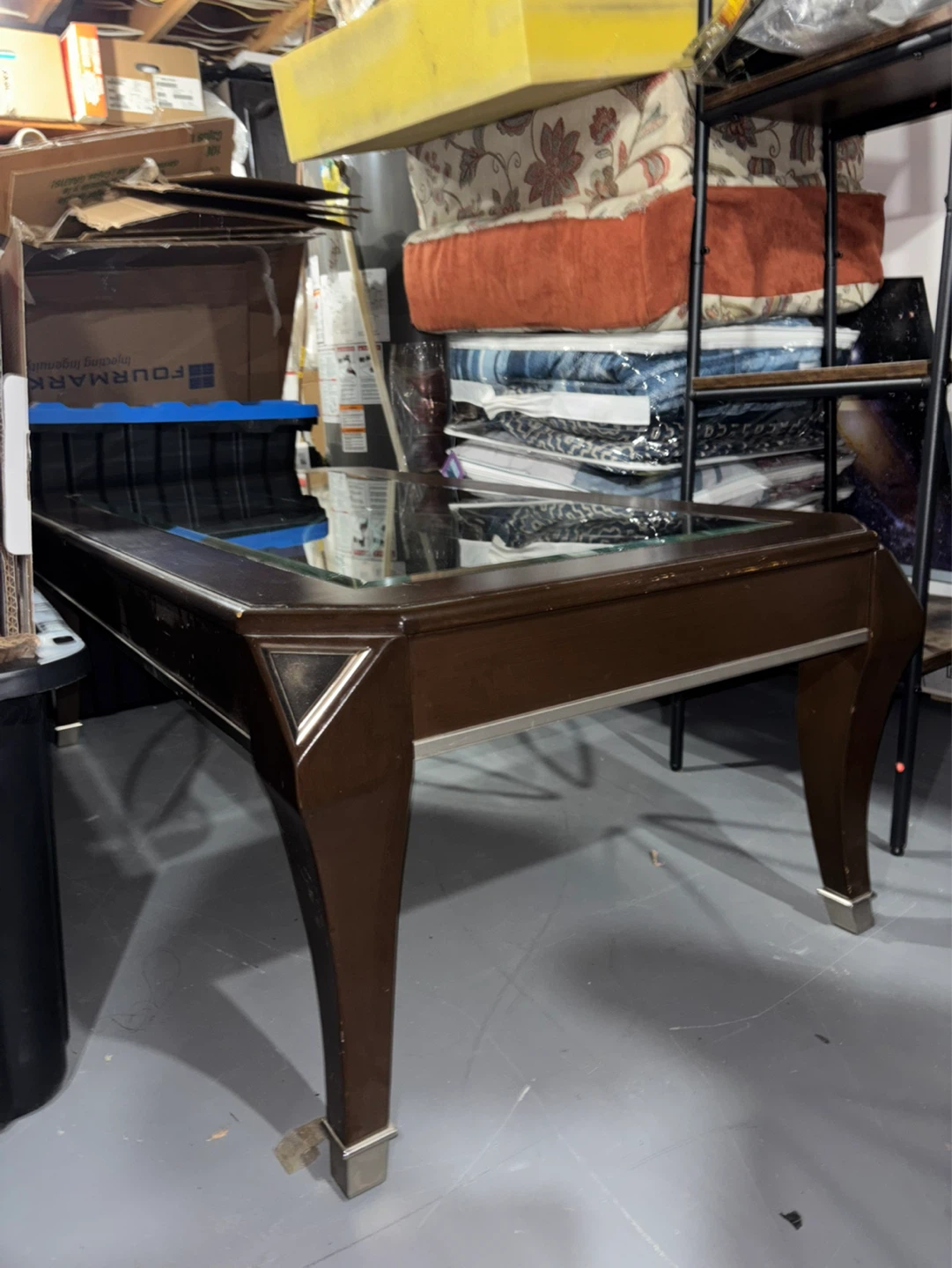Dark Wood Coffee Table with Glass Top - photo 3