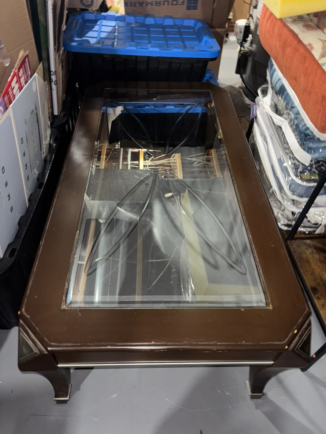 Dark Wood Coffee Table with Glass Top - photo 2