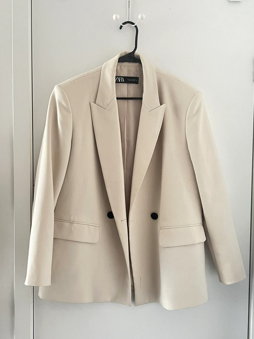 Zara Oversized Beige Double-Breasted Blazer