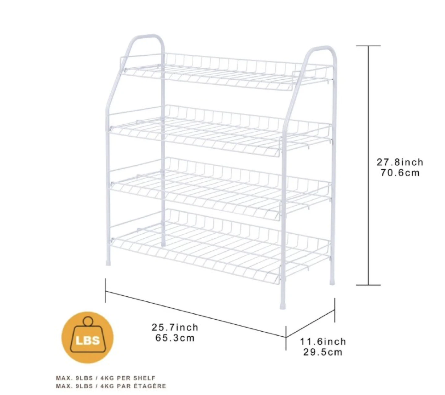 MAINSTAYS 4-Tier White Metal Shoe Rack - 2 nos - photo 2