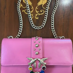 Pinko Leather Handbag with Chain Strap