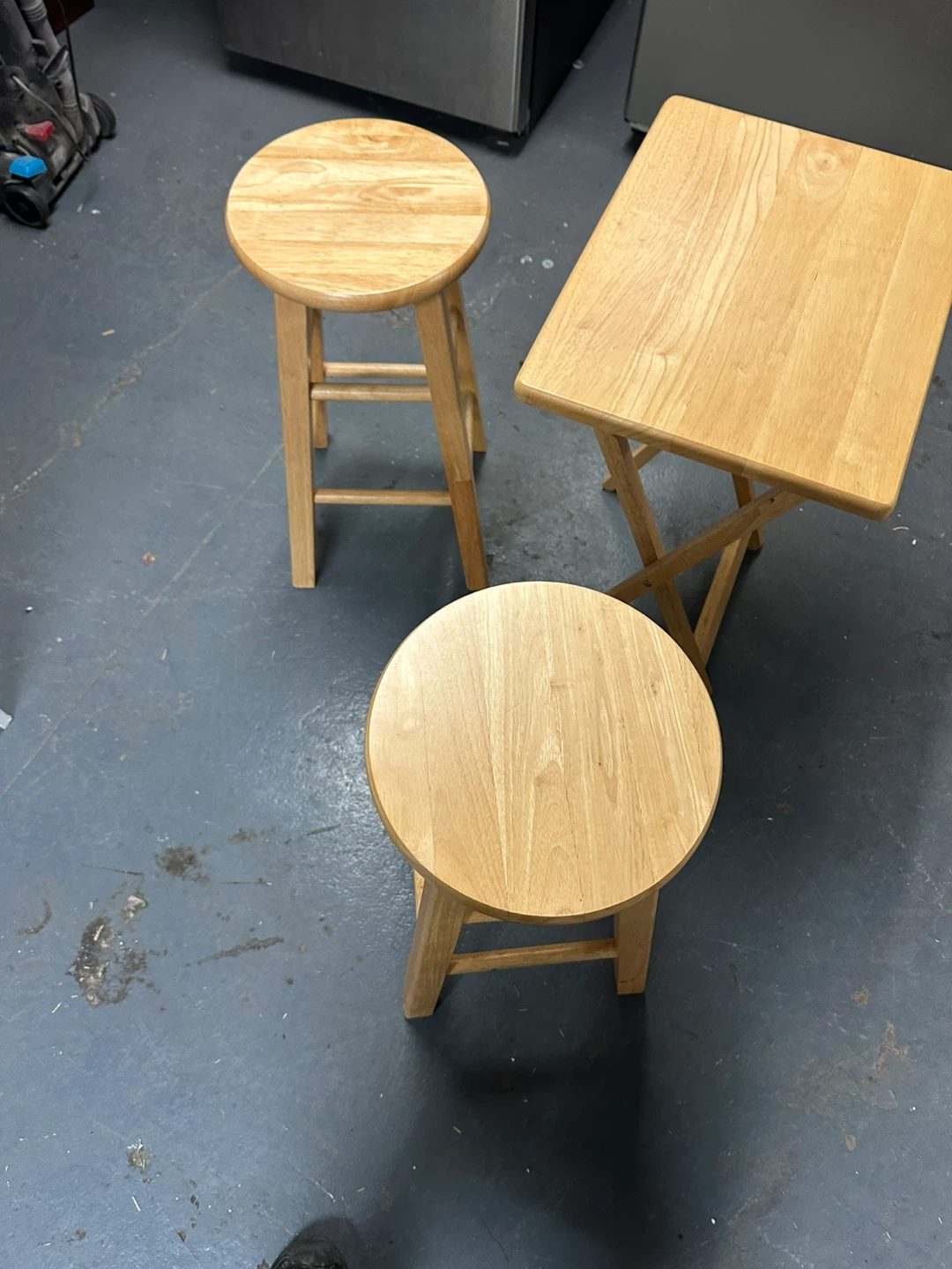Wooden TV Tray Table and Stools Set
