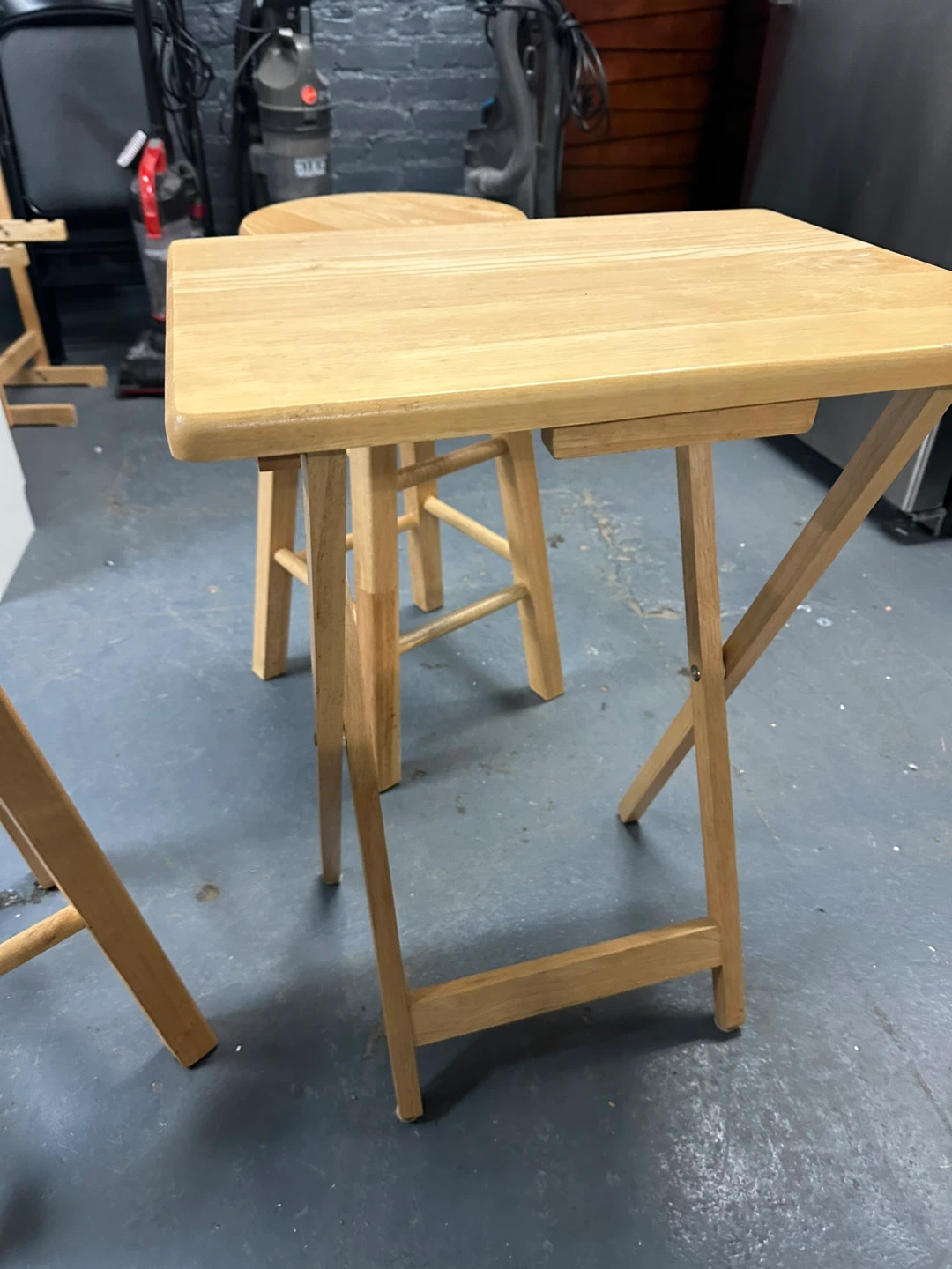 Wooden TV Tray Table and Stools Set - photo 2