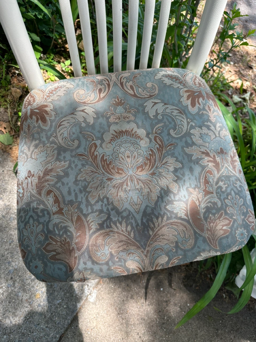 White Spindle Back Dining Chair with Floral Upholstery - photo 2