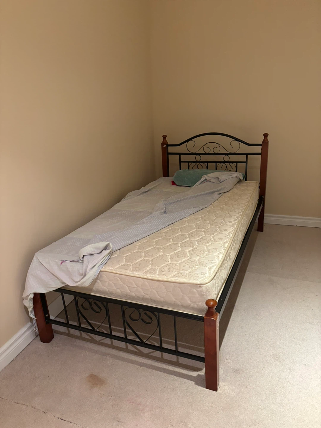 Single Metal Bed Frame with Mattress
