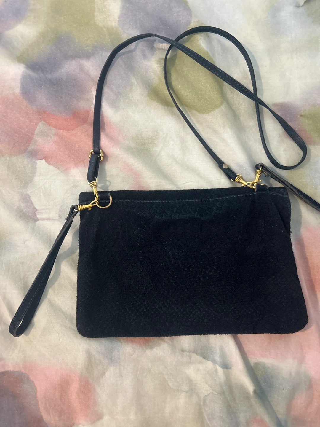Navy blue real leather purse - photo 3