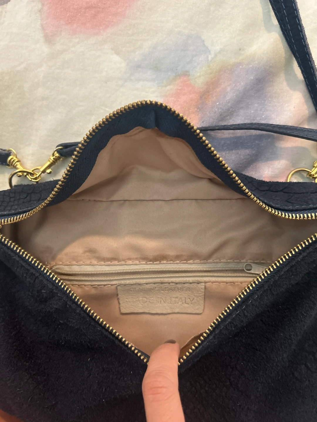 Navy blue real leather purse - photo 4