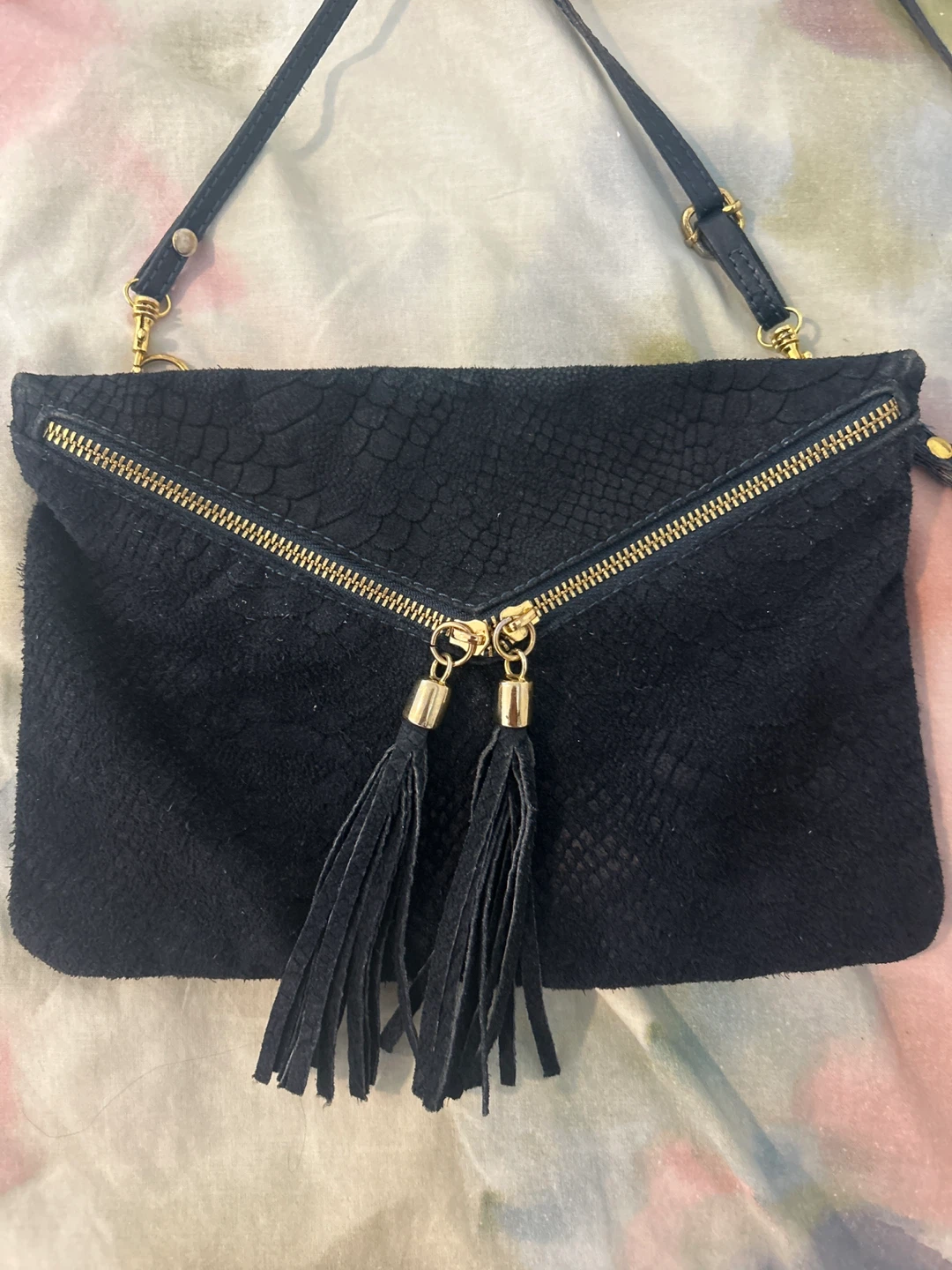 Navy blue real leather purse - photo 2