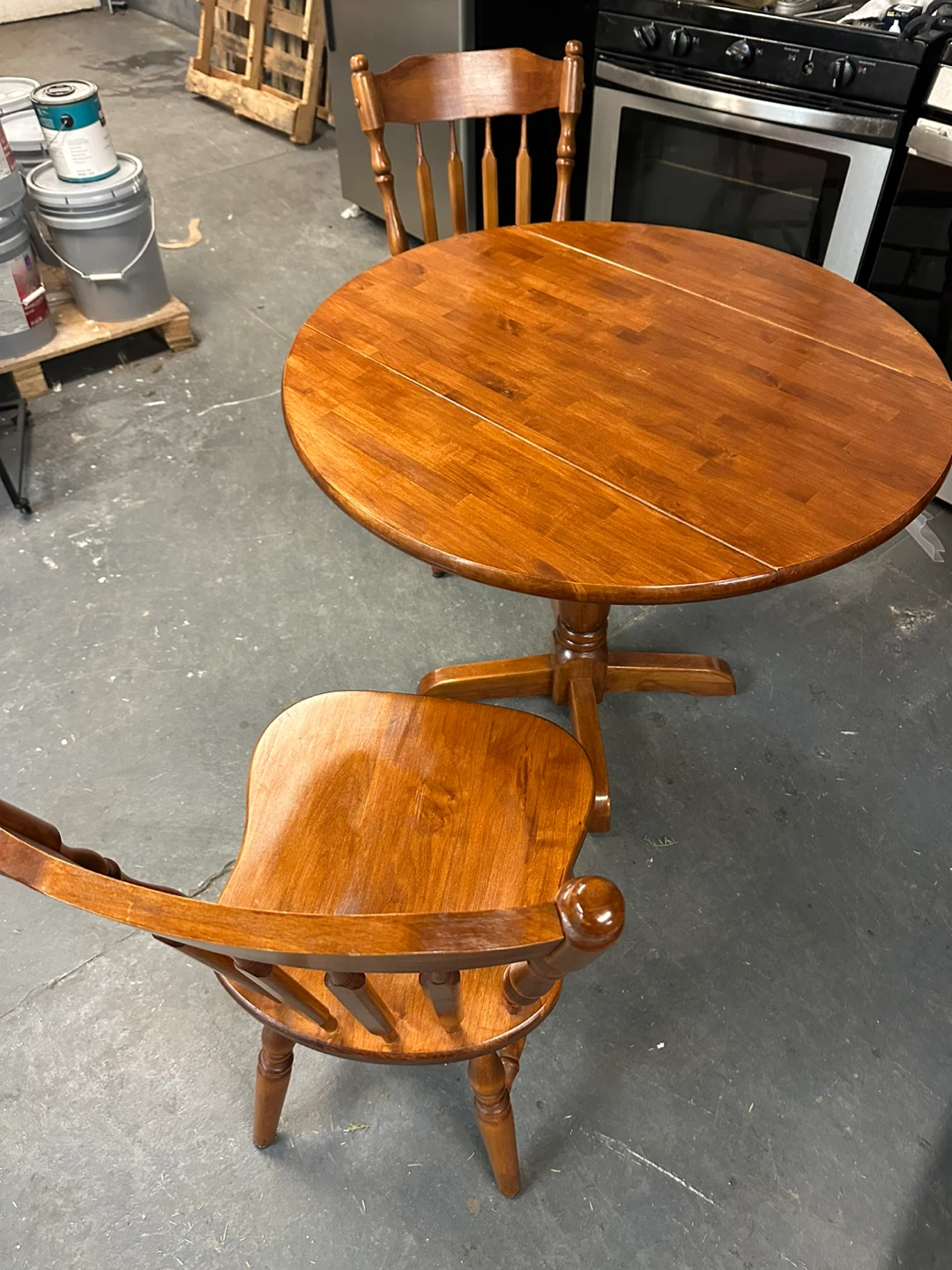Round Drop Leaf Dining Table with Chairs - photo 2