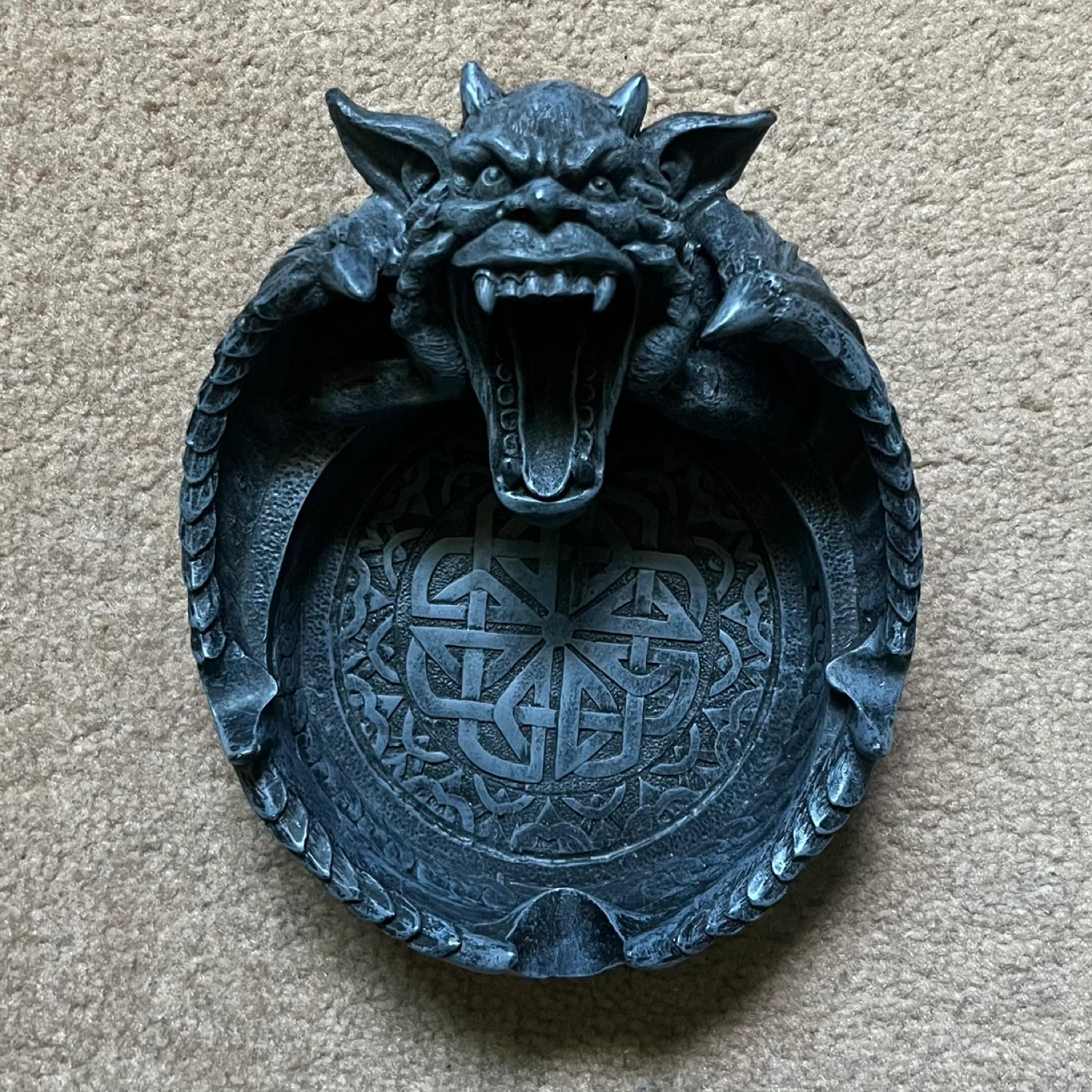 Gargoyle Ashtray or Valet Tray or Dice Tray with Celtic Design