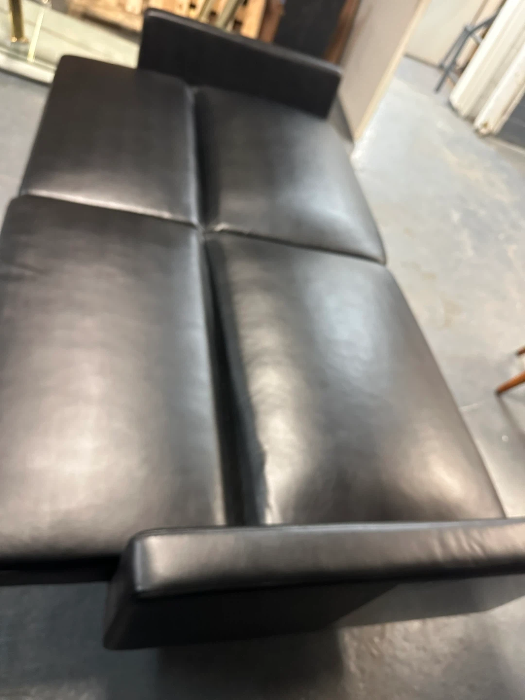 Black Faux Leather Futon Sofa - photo 5