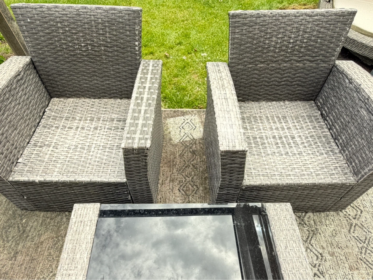 Wicker Patio Set - 2 Chairs & Coffee Table - photo 4