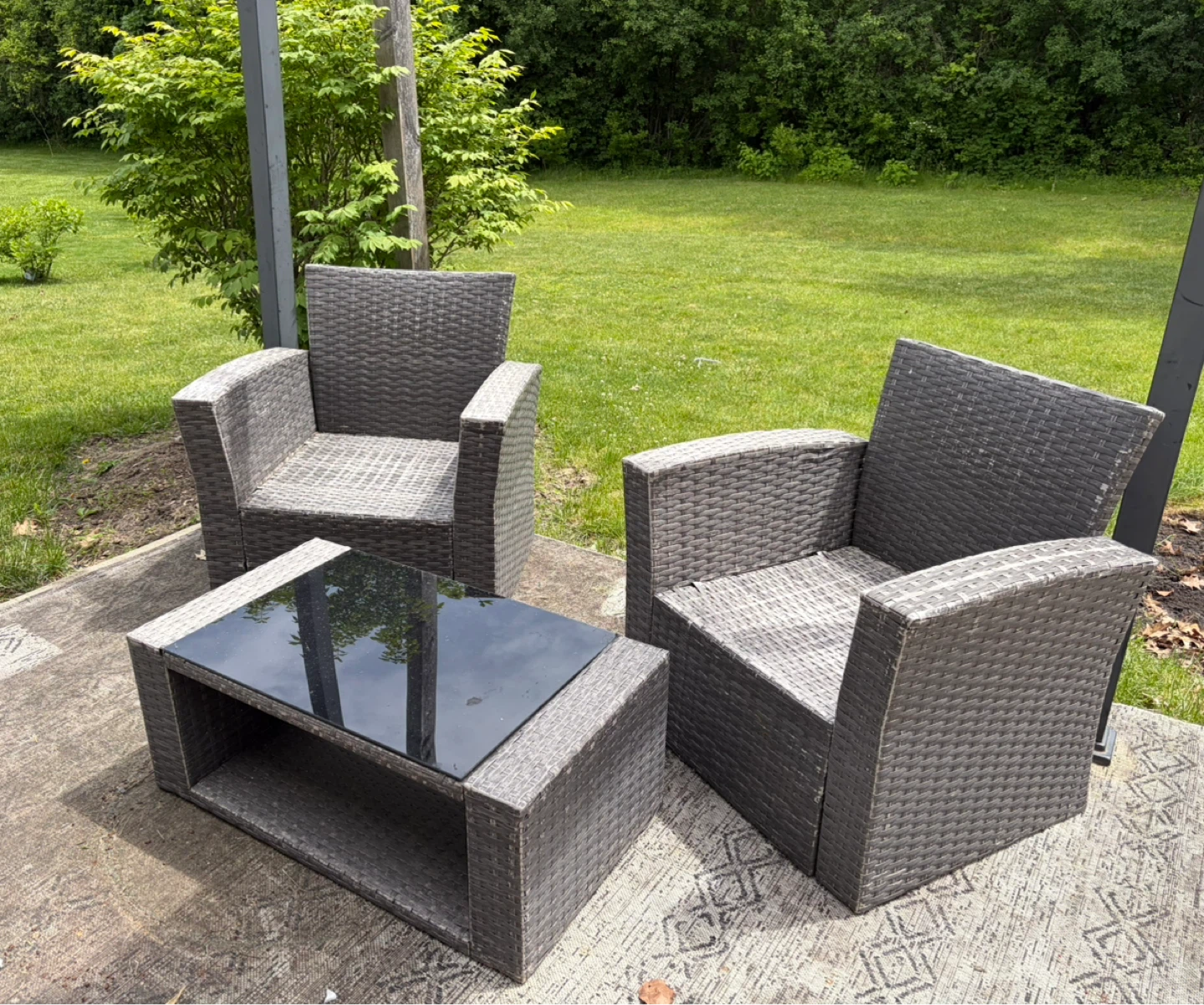 Wicker Patio Set - 2 Chairs & Coffee Table - photo 5