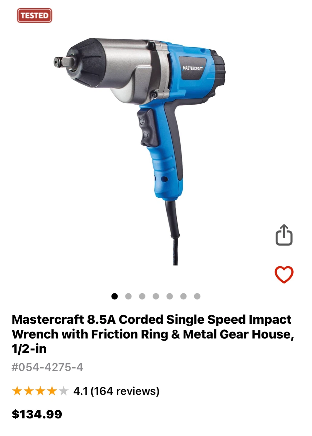Mastercraft 1/2 8.5A Corded Impact Wrench - photo 2