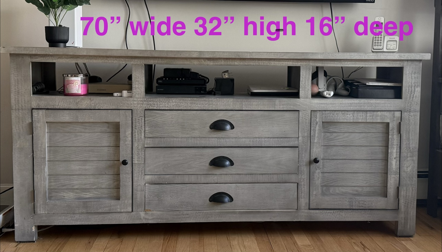 Gray Wooden Media Console Stand
