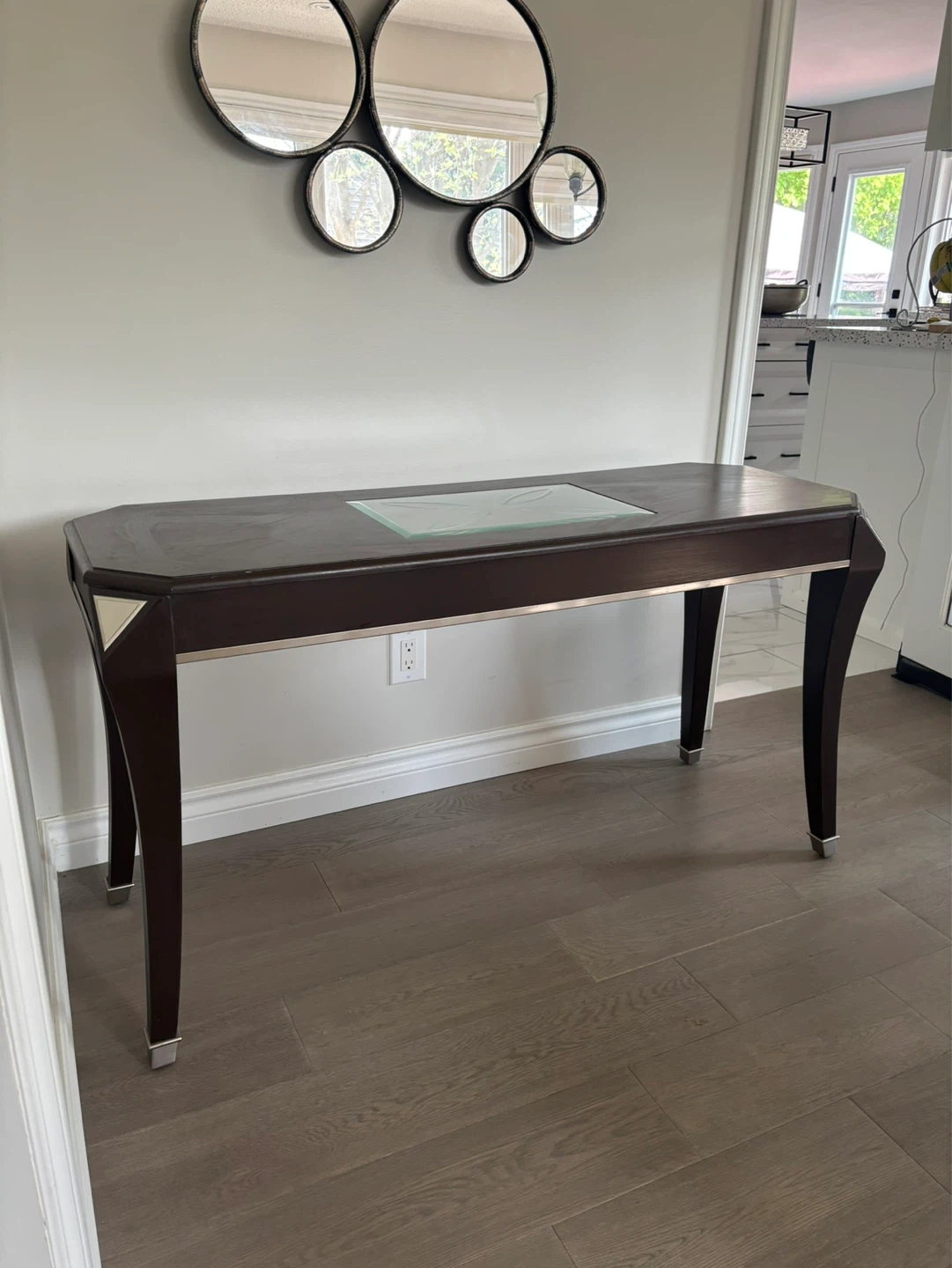 Console Table with Etched Glass Top
