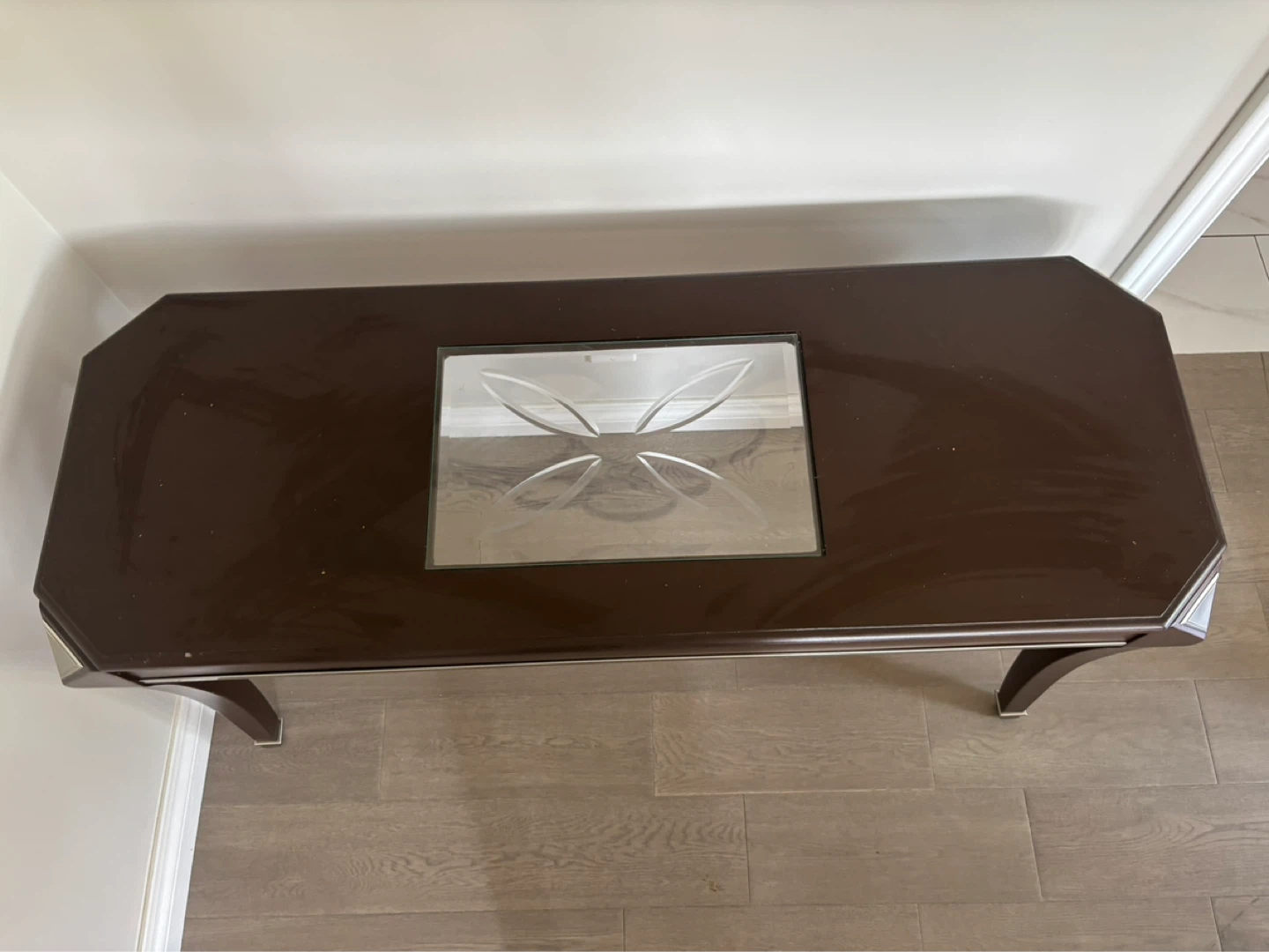 Console Table with Etched Glass Top - photo 3