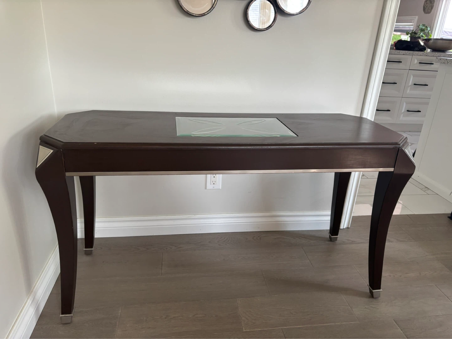 Console Table with Etched Glass Top - photo 4