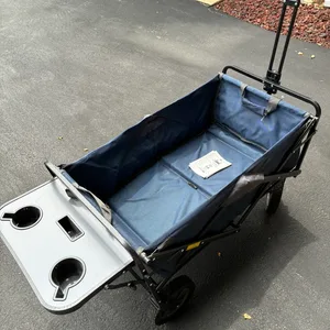 Blue Folding Wagon with Table and Cup Holders