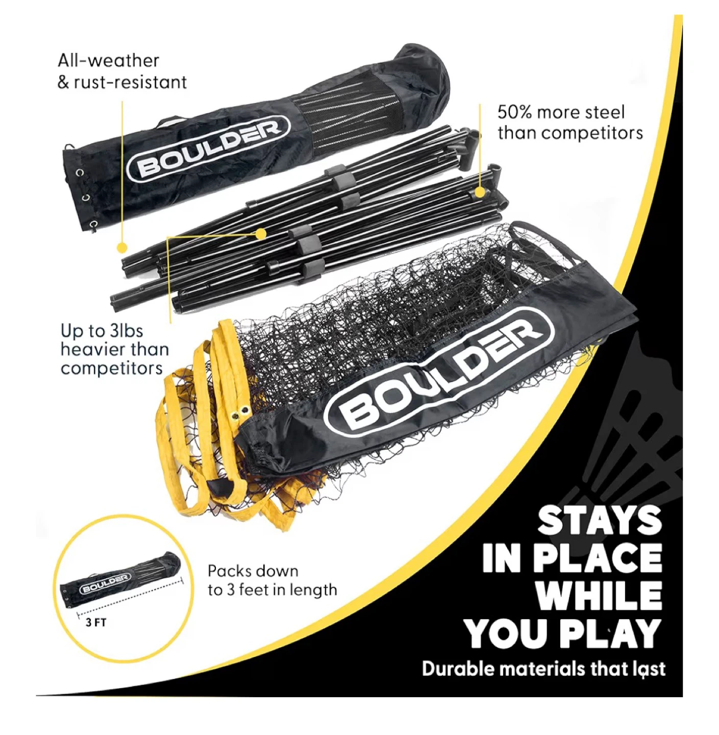New! Boulder Portable Multi-Game Badminton/Pickleball Net - photo 2