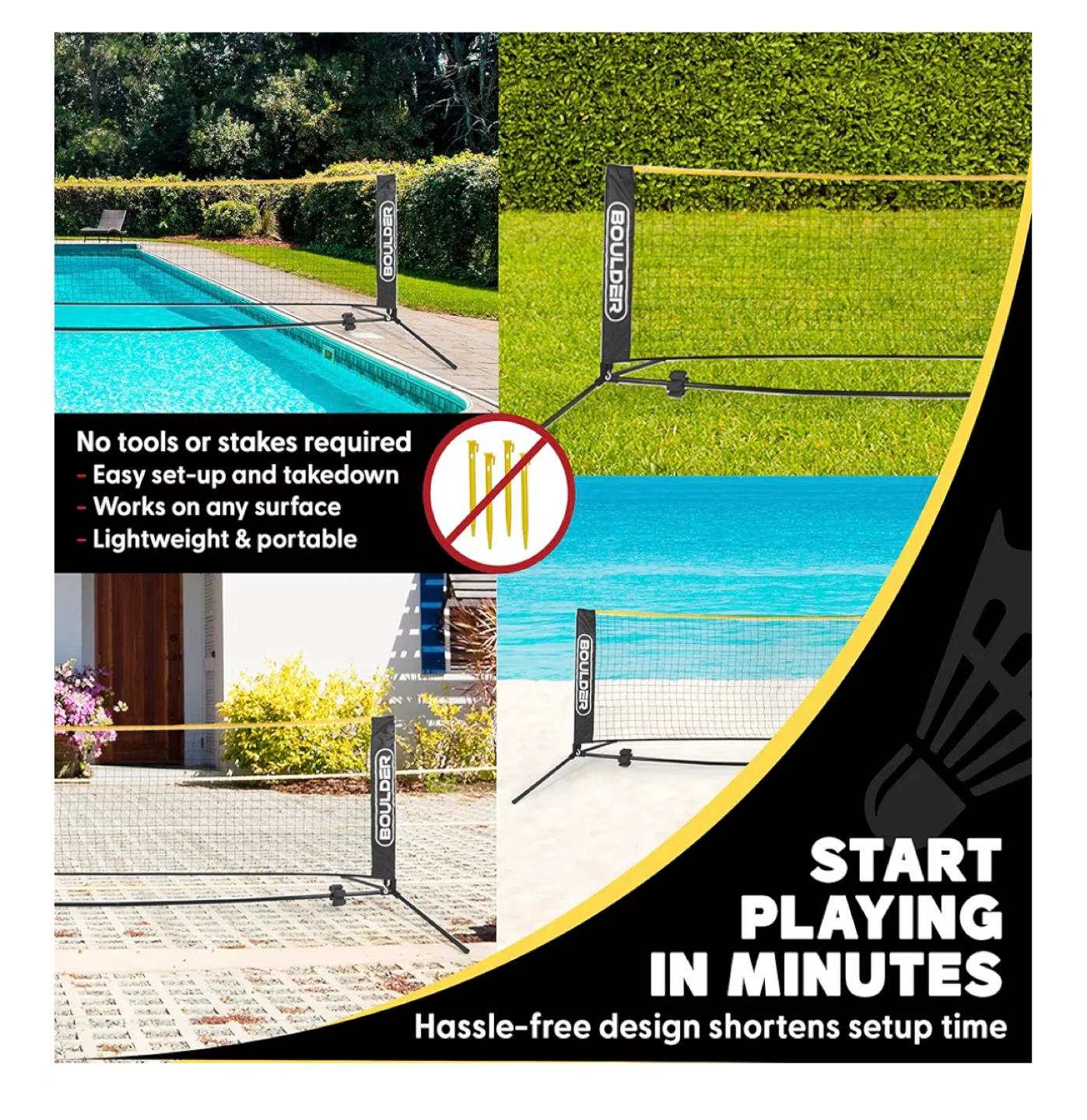 New! Boulder Portable Multi-Game Badminton/Pickleball Net - photo 4