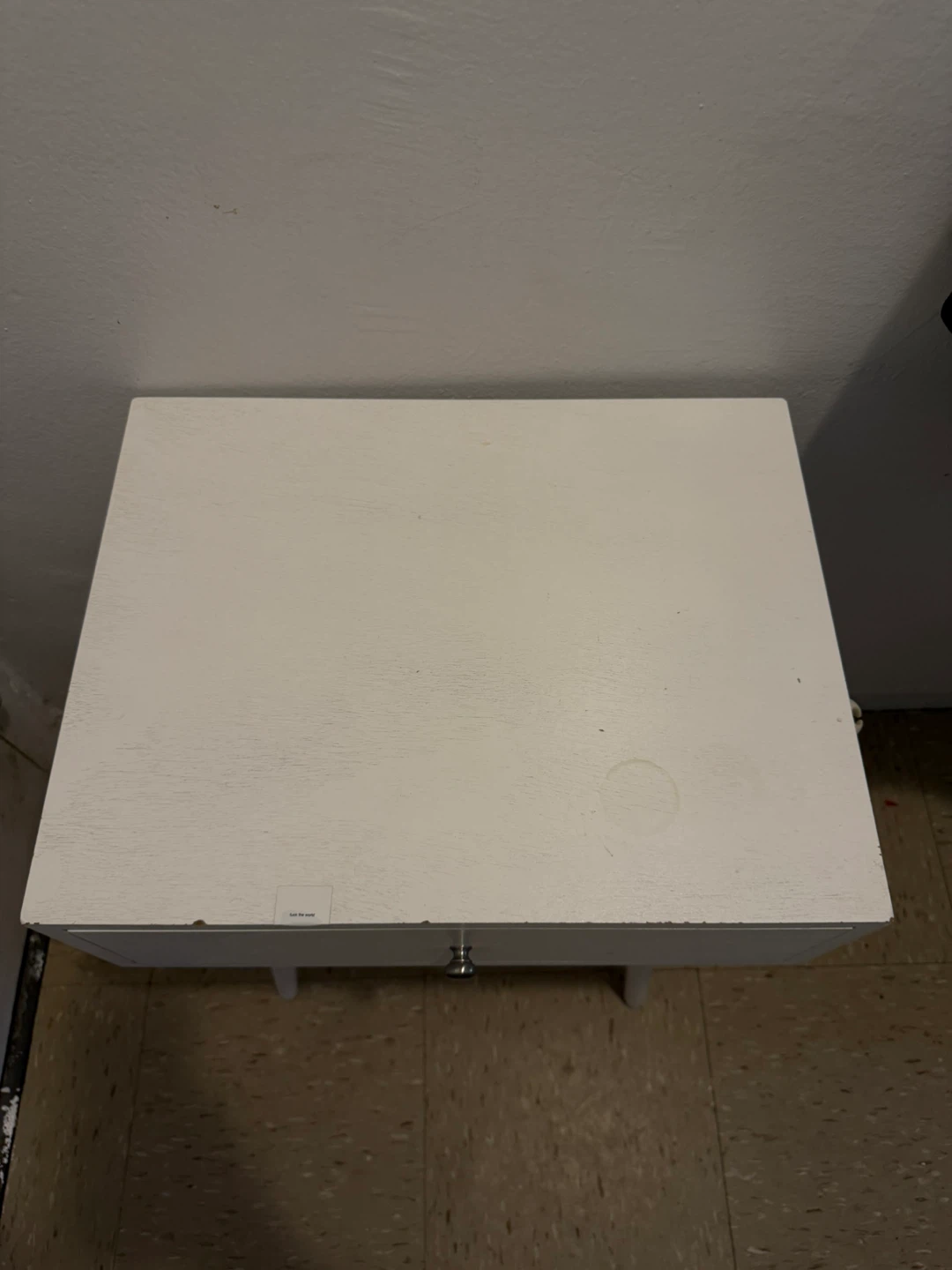 White 1-Drawer Nightstand with Tapered Legs - photo 3