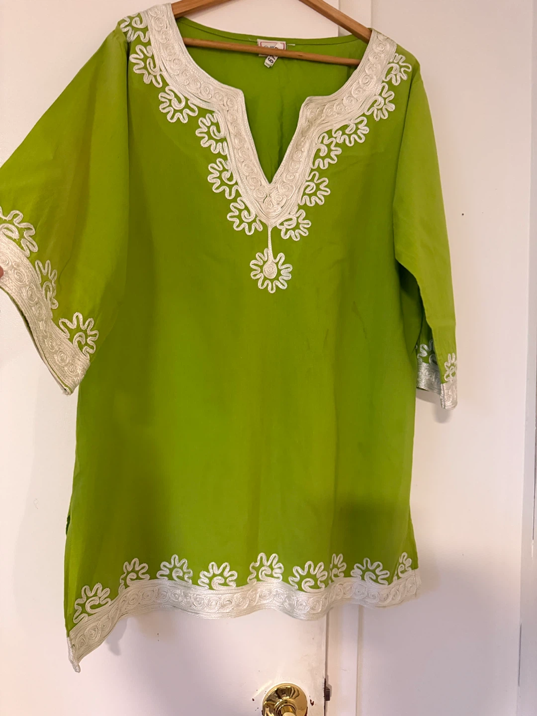 Lime Green Embroidered Tunic Top