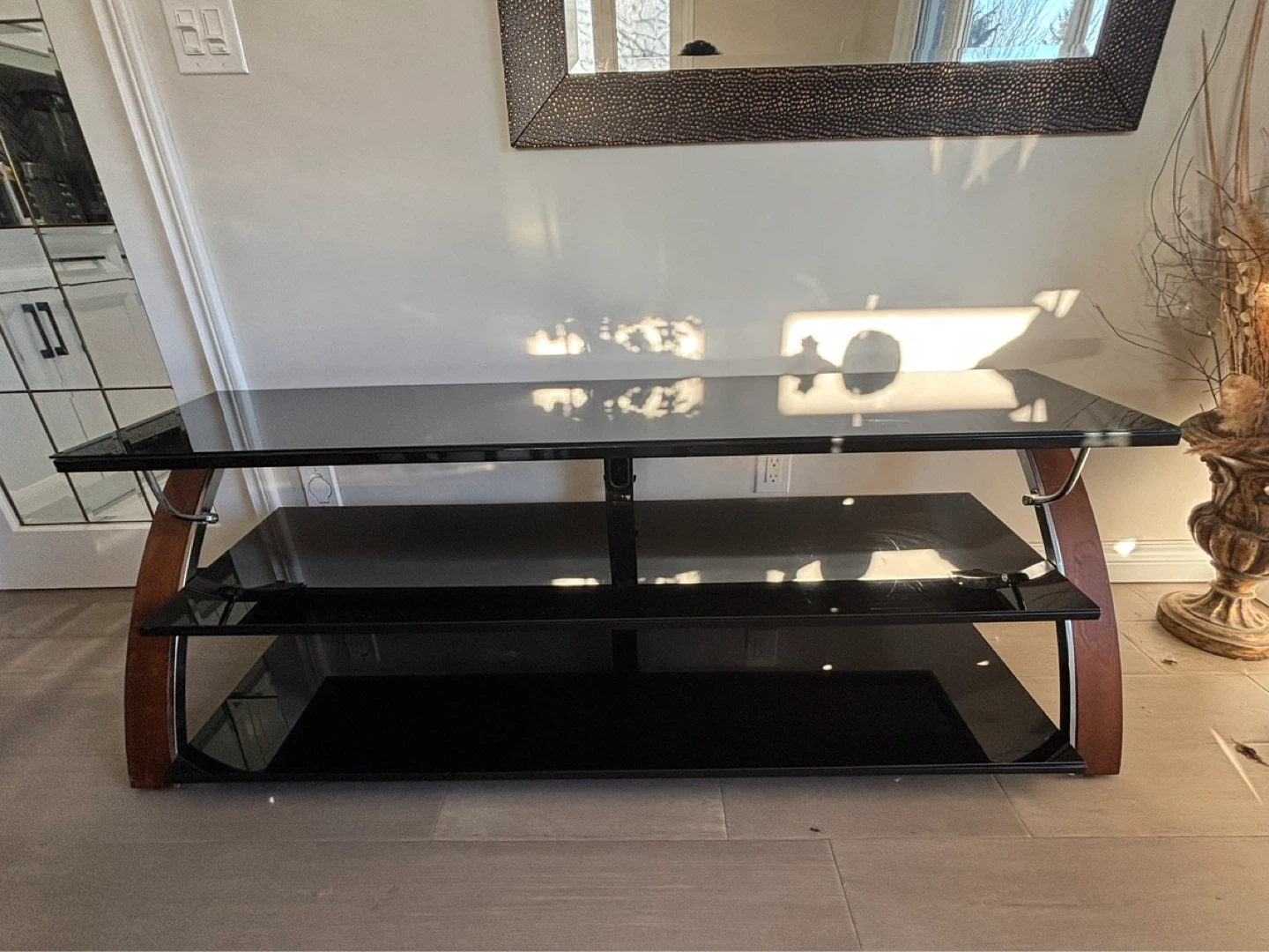 Black Glass TV Stand